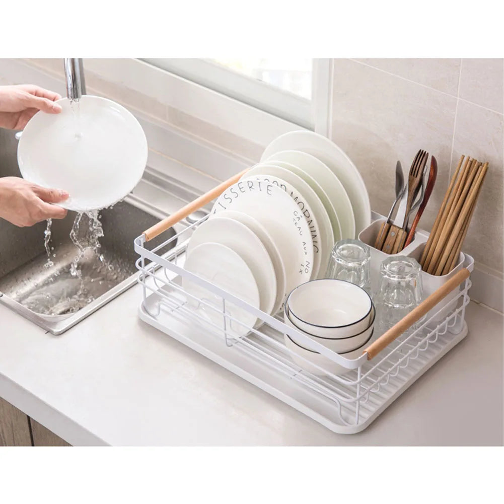 【Lifeideas】White Iron Dish Drainer dish draining rack Kitchen countertop storage rack