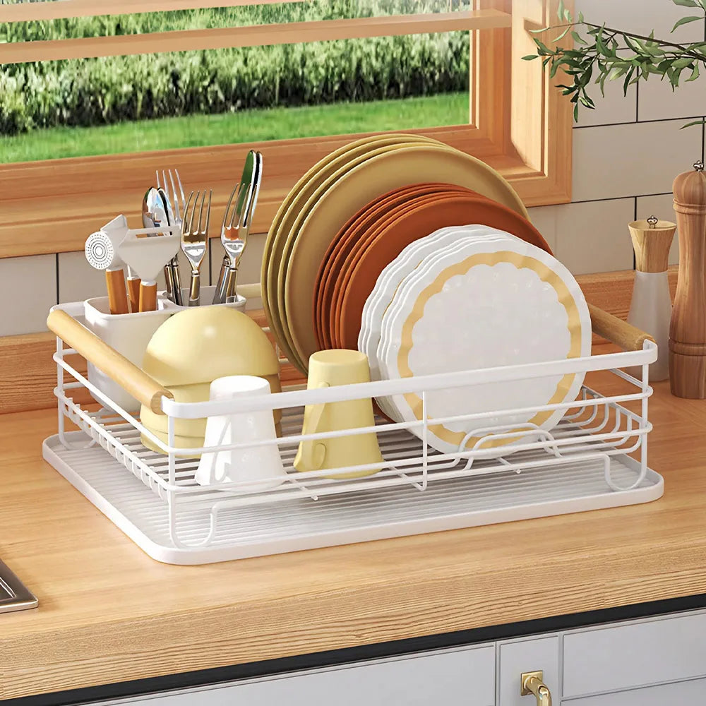 【Lifeideas】White Iron Dish Drainer dish draining rack Kitchen countertop storage rack