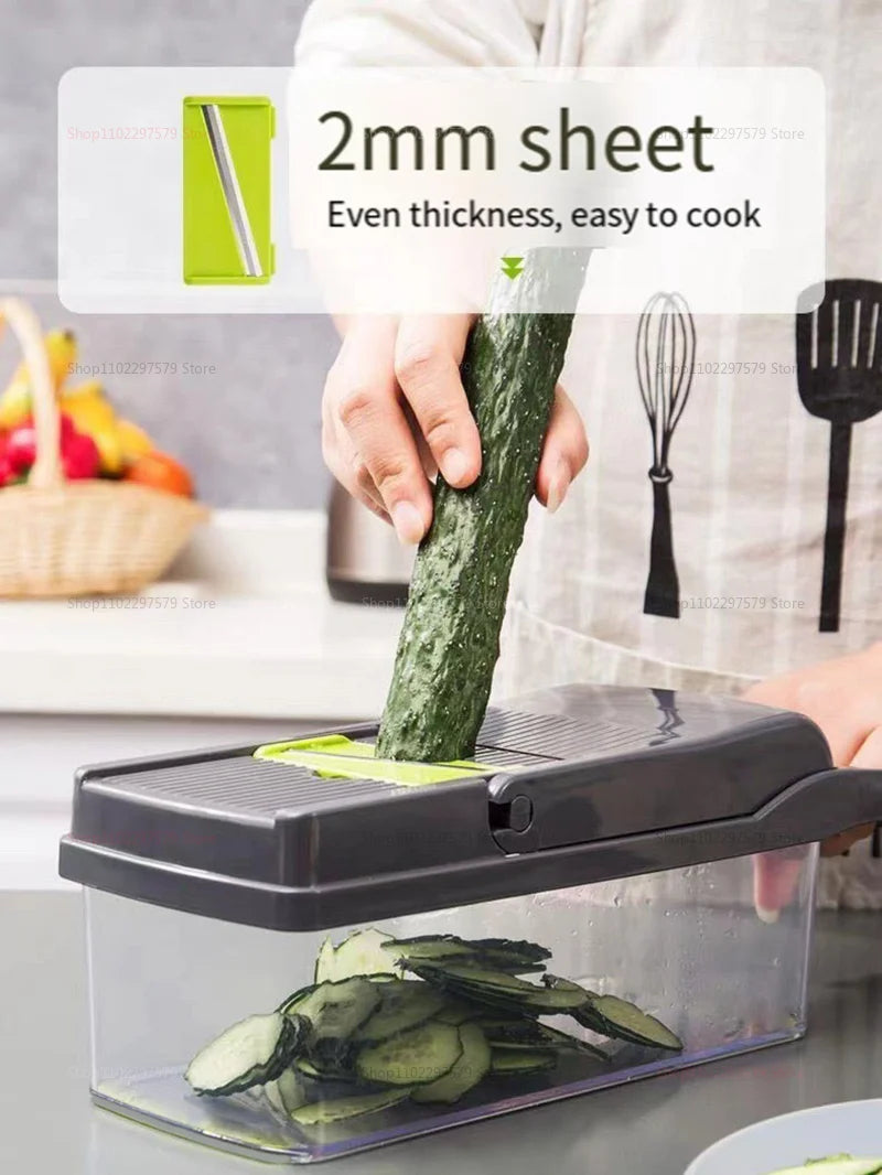 14/16 in1 Portable Vegetable Cutter Shredder Multifunctional Slicer Chopper Carrot Grater Reusable Fruit Veggie Cutting Tool