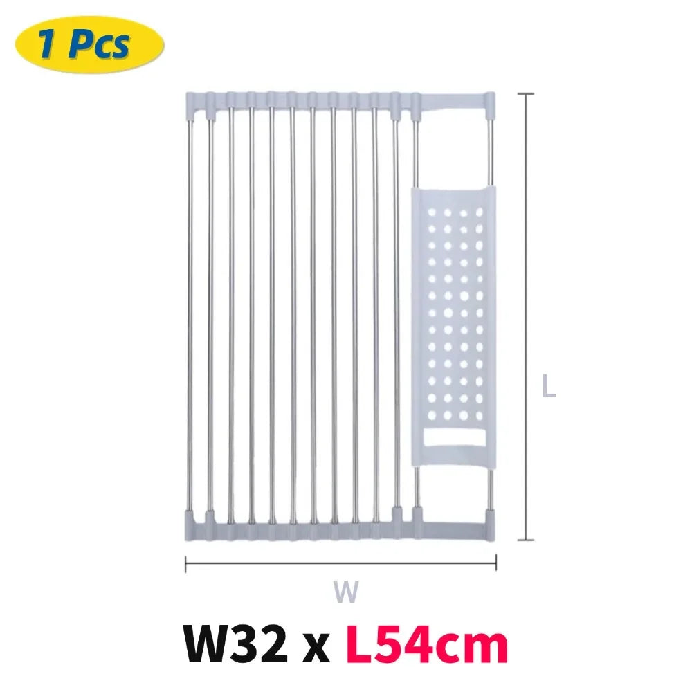 304 Stainless Kitchen Foldable Sink Plate Storage Bowl Holder Kitchen Dish Drying Rack Dish Drainer Shelf Kitchen Accessories