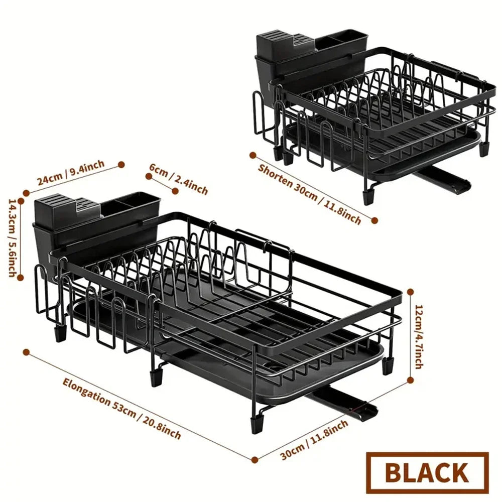 Kitchen Dish Rack Drying Storage with Drain Tableware Storage Rack Drip Tray Cutlery Cup Holder for Kitchen Home