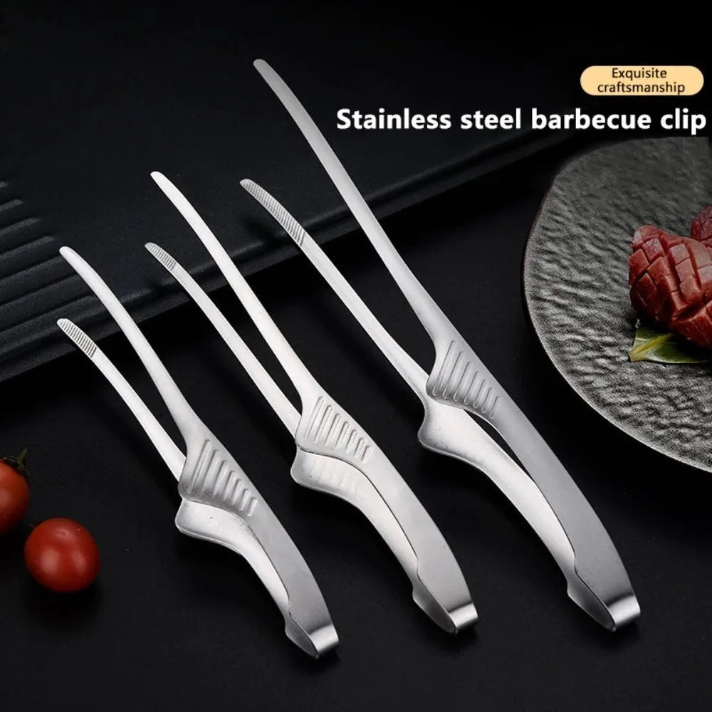 304 Stainless Steel Food Tongs Long Handle Non-Slip Barbecue Steak Tongs Kitchen Cooking Tools kitchen Gadgets BBQ Accessories
