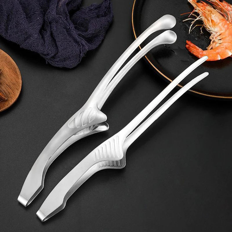 304 Stainless Steel Grill Tongs Korean BBQ Tongs Kitchen Tweezers Long Barbecue Meat Food Tongs Steak Clips Kitchen Accessories