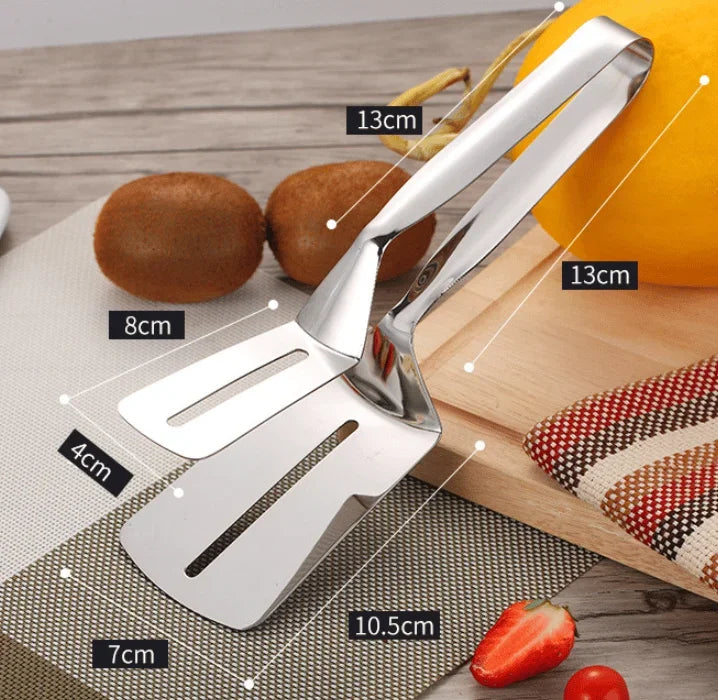 Stainless Steel Double-Sided Shovel Clip Anti-Scald BBq Barbecue Tong Fried Steak Shovel Fried Fish Shovel Vegetable Clamp Tool
