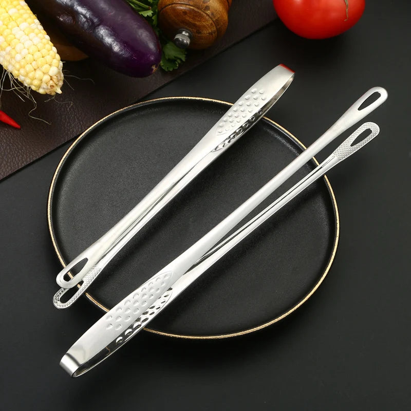 304 Stainless Steel Grill Tongs Korean BBQ Tongs Kitchen Tweezers Long Barbecue Meat Food Tongs Steak Clips Kitchen Accessories