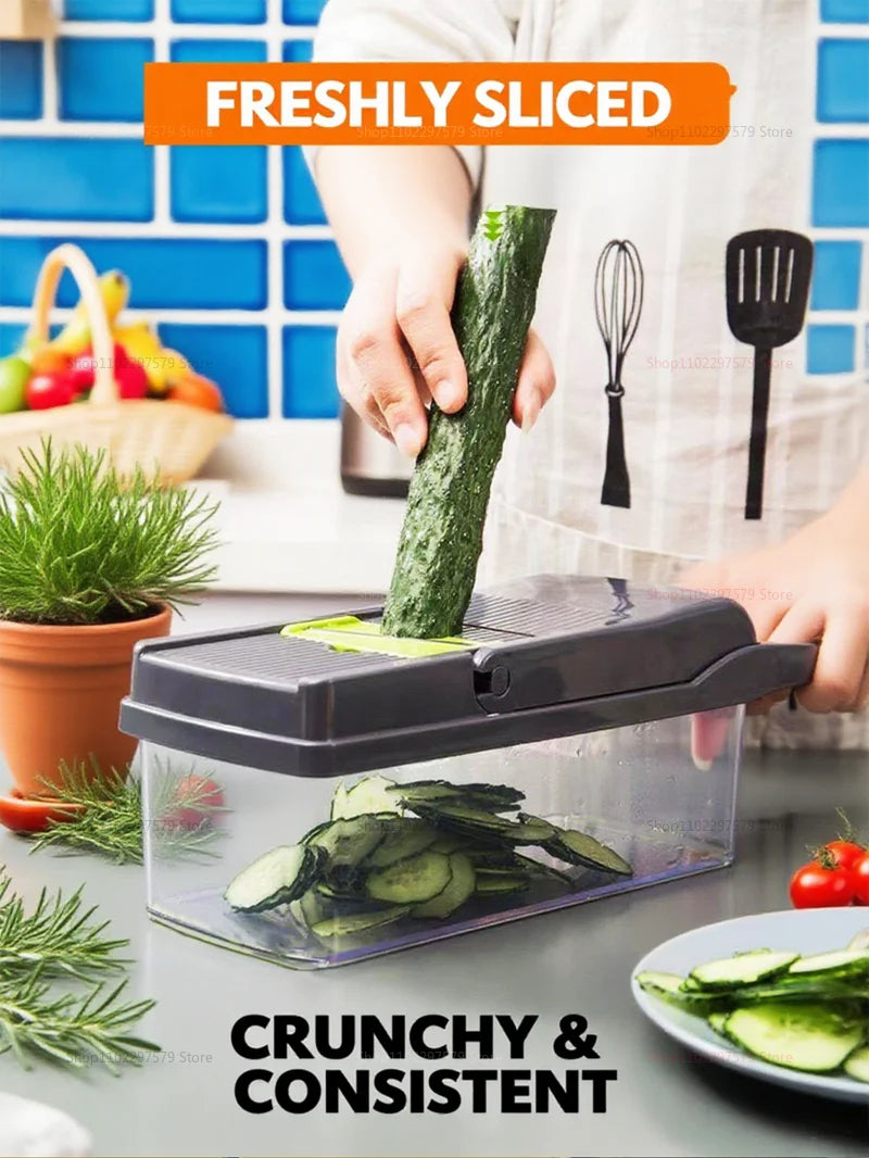 Multifunction 14/16 in1 Vegetable Slicer Cutter Shredder Slicer With Basket Fruit Potato Chopper Carrot Grater Kitchen Accessory