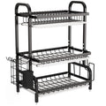 3-tier Dish Drying Drainer Rack, Multifunctional Rustproof Countertop Metal Single Dish Storage Rack, for Kitchen Restaurant