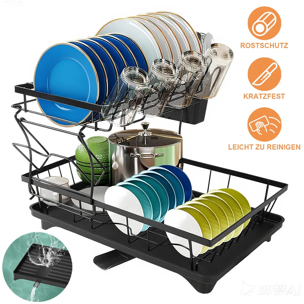 Kitchen Bowl Dish Organizer  Stainless Steel Dish Holder Adjustable Dish Drying Rack & Drainboard Organizer for Kitchen Plates