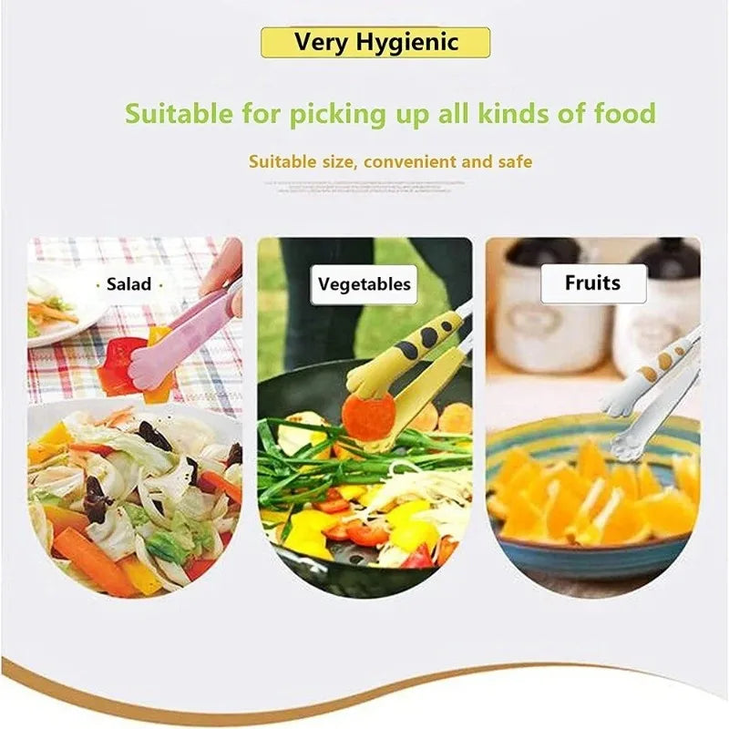 Sandwich grill clip Non dirty hand food baking clip Stainless steel salad bread barbecue clamp Cute cartoon cat paw dinner tongs