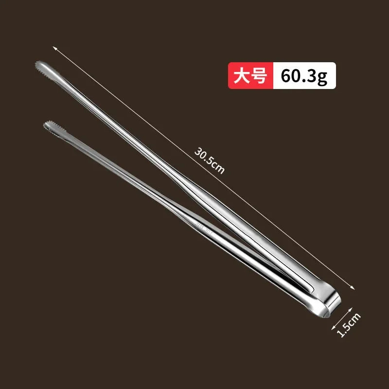 Stainless steel barbecue tongs Japanese bread tongs food tongs steak tongs lengthened barbecue tongs kitchen gadgets