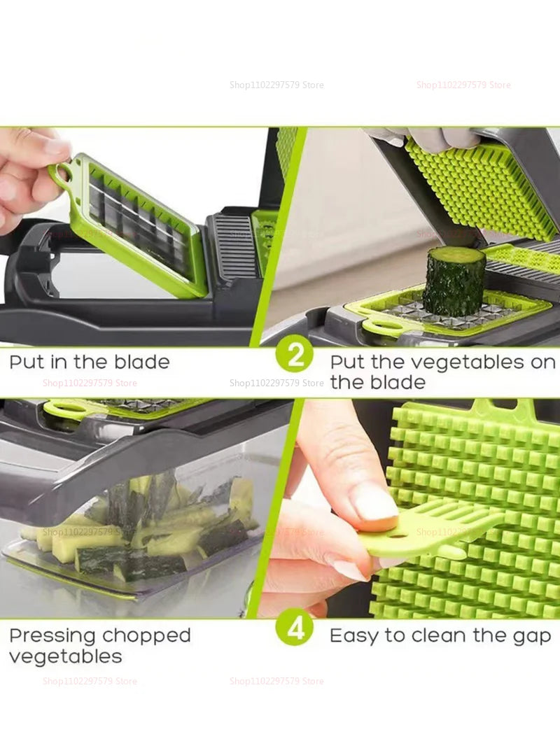 14/16 in1 Portable Vegetable Cutter Shredder Multifunctional Slicer Chopper Carrot Grater Reusable Fruit Veggie Cutting Tool