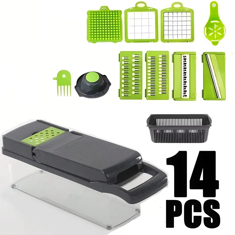 Multifunction 14/16 in1 Vegetable Slicer Cutter Shredder Slicer With Basket Fruit Potato Chopper Carrot Grater Kitchen Accessory