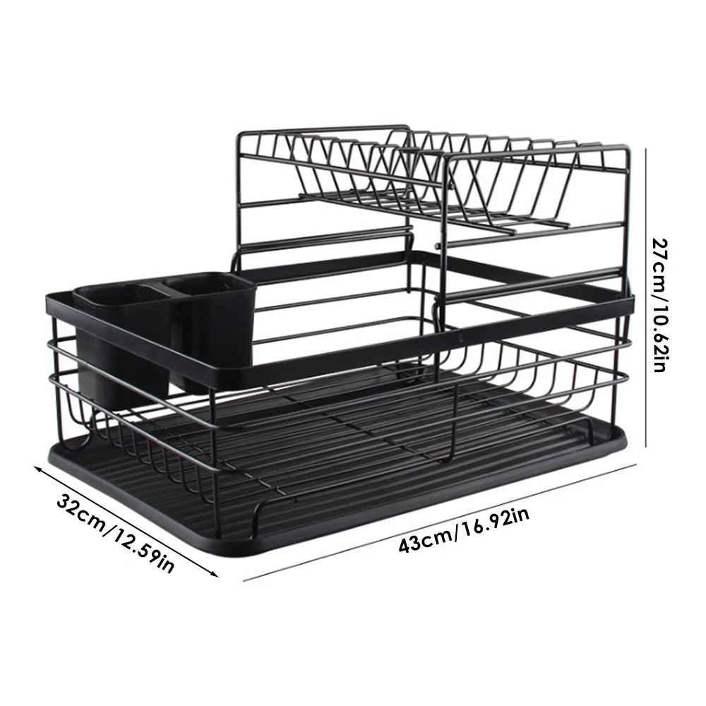 Livingandhome Black Multifunctional Kitchen Storage Dish Rack