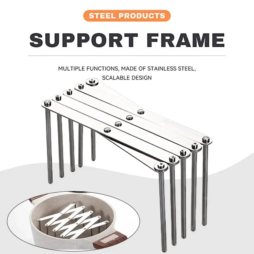 Stainless Steel Pot Lid Holder Retractable Space Saving Multifunctional Dish Plate Bowl Organizer Storage Rack Kitchen Supplies