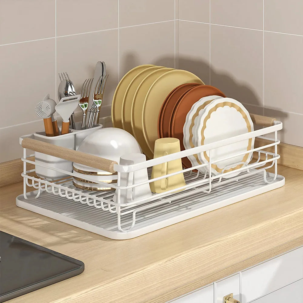 【Lifeideas】White Iron Dish Drainer dish draining rack Kitchen countertop storage rack