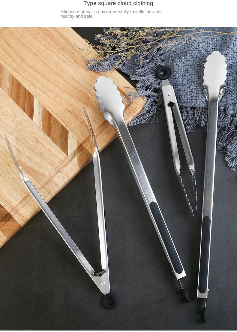 9/12/14/16 Inch Bbq Tongs Non-Slip Handle Stainless Steel Fried Barbecue Clip Salad Bread Clamp Kitchen Tools Meat Food Clip