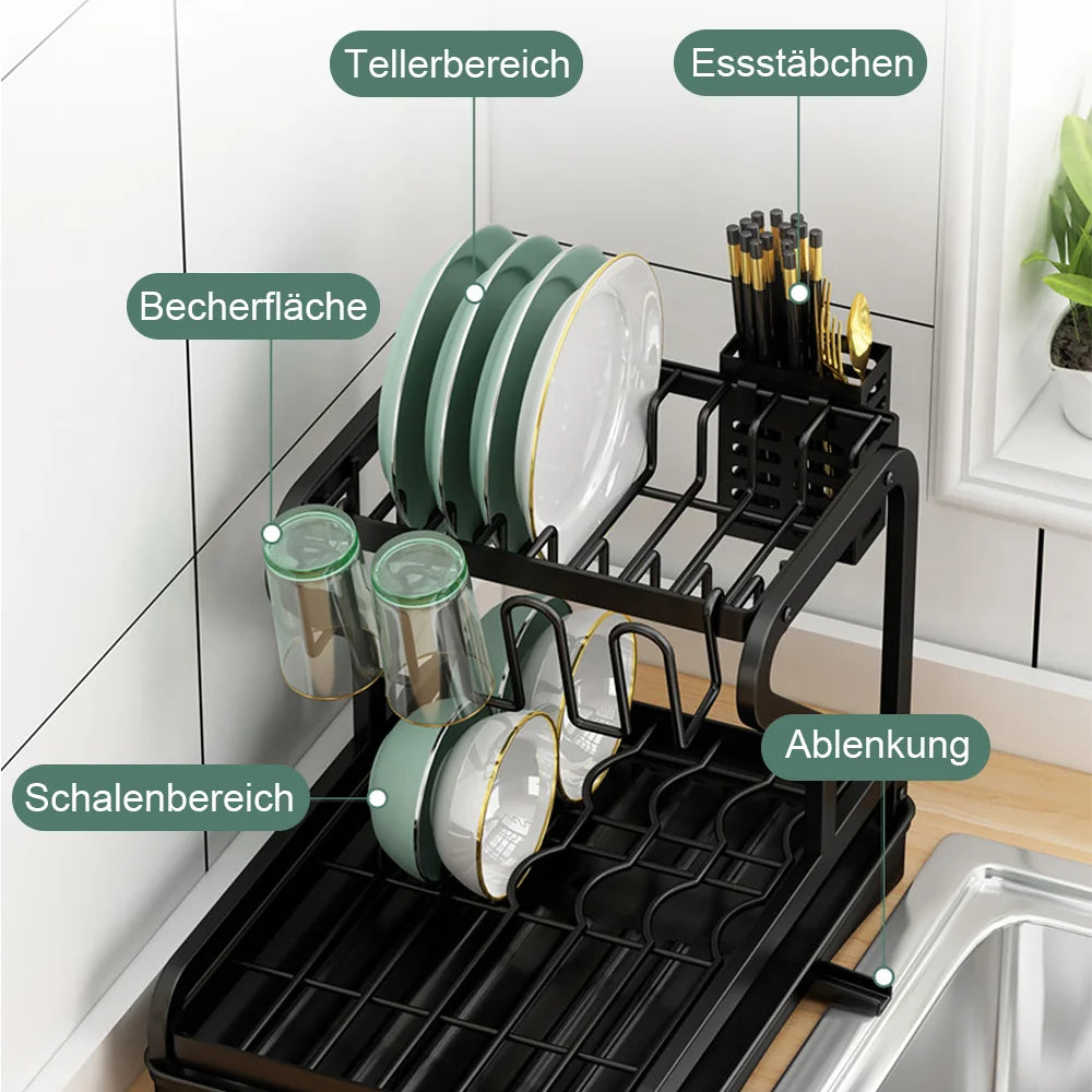 Kitchen Bowl Dish Organizer  Stainless Steel Dish Holder Adjustable Dish Drying Rack & Drainboard Organizer for Kitchen Plates