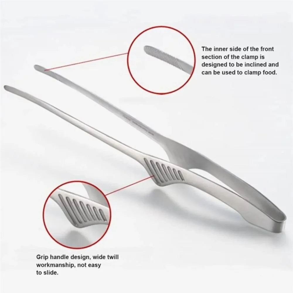 304 Stainless Steel Food Tongs Long Handle Non-Slip Barbecue Steak Tongs Kitchen Cooking Tools kitchen Gadgets BBQ Accessories