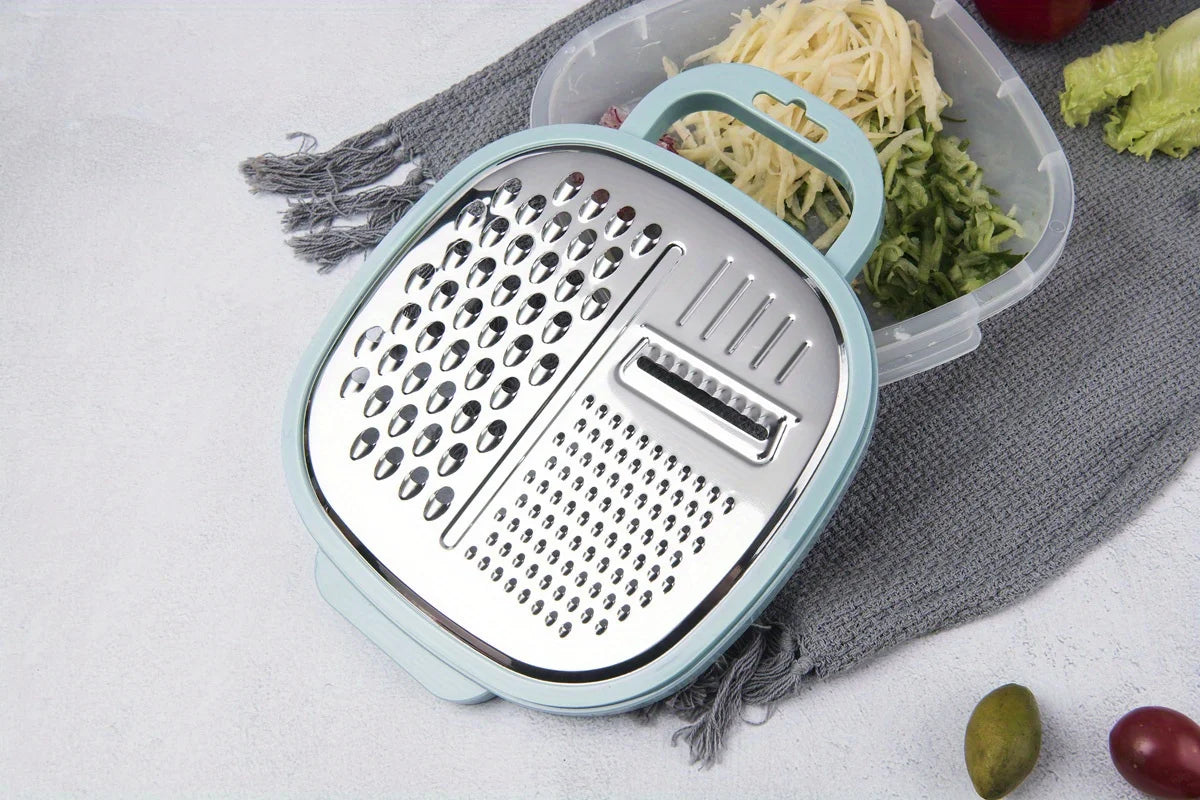 1pc Cheese Grater with Container and Lid & Peeler Set - Vegetable Fruit Multi-Function Kitchen Utensil Kit with Food Storage