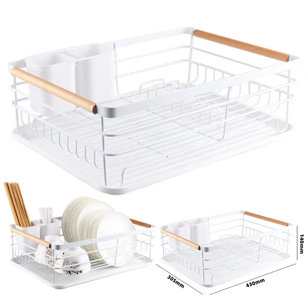 【Lifeideas】White Iron Dish Drainer dish draining rack Kitchen countertop storage rack