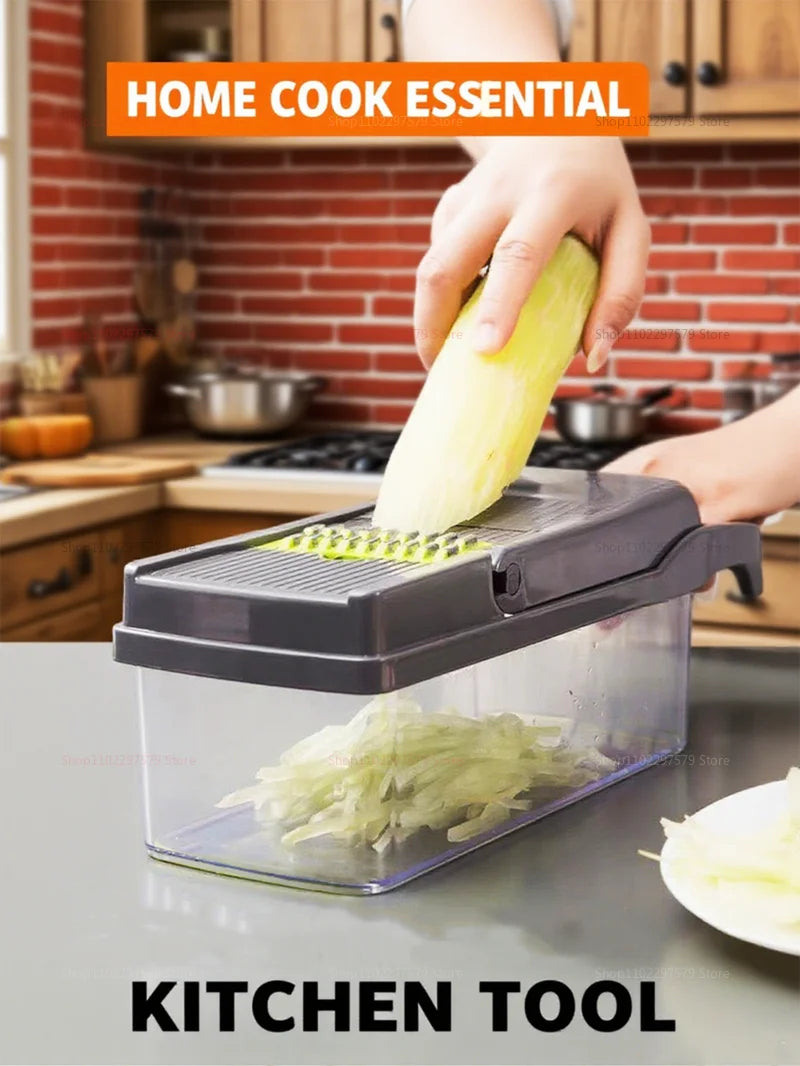 Multifunction 14/16 in1 Vegetable Slicer Cutter Shredder Slicer With Basket Fruit Potato Chopper Carrot Grater Kitchen Accessory