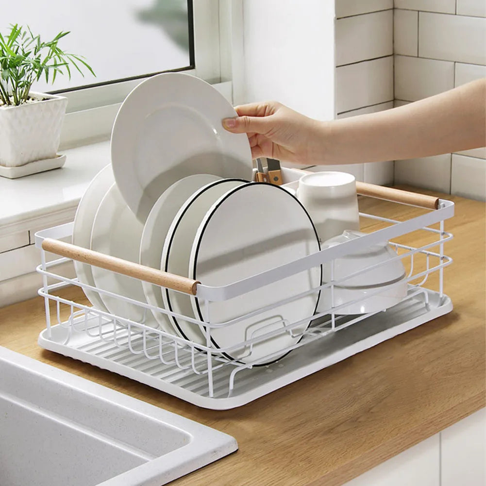 【Lifeideas】White Iron Dish Drainer dish draining rack Kitchen countertop storage rack
