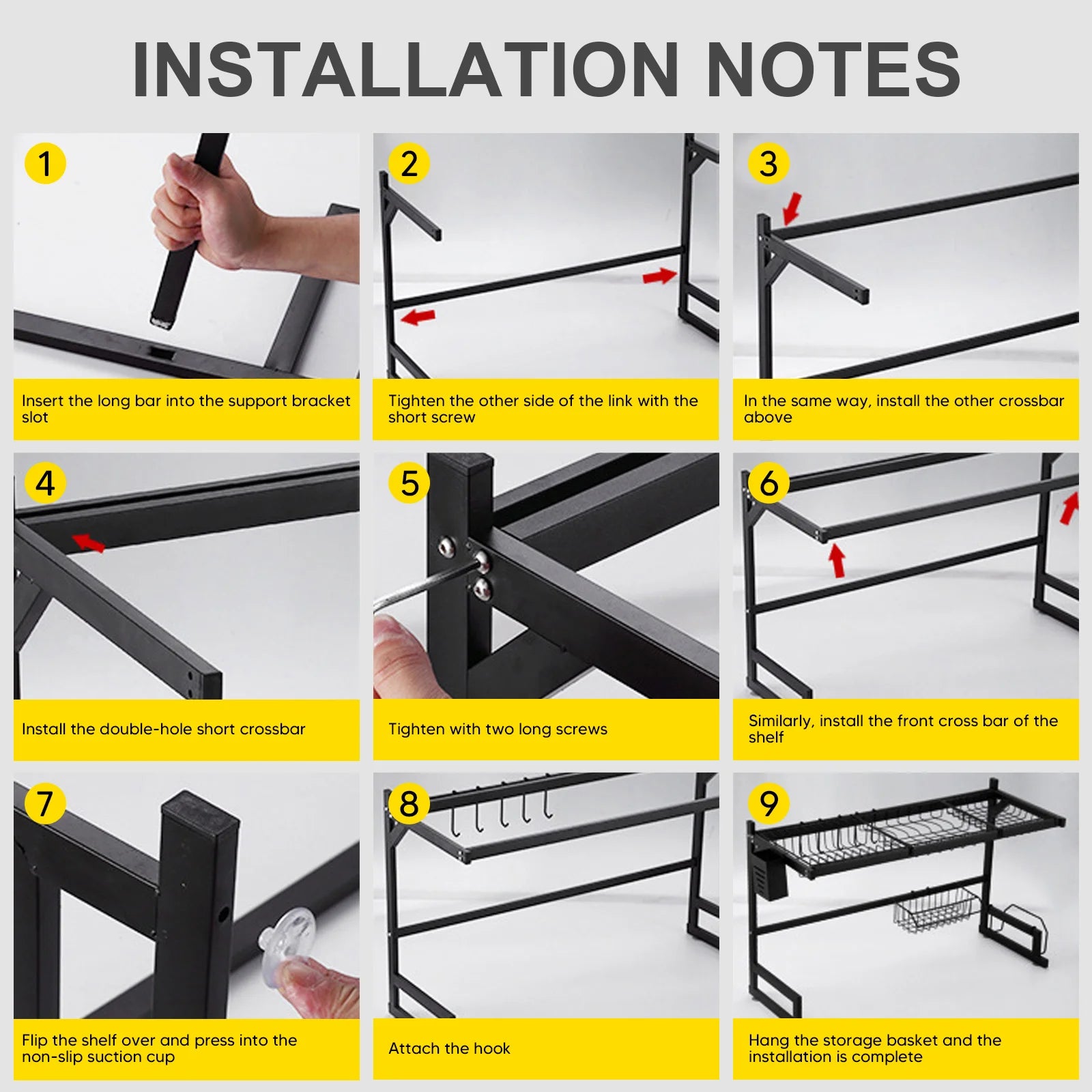 Dish Drying Rack Over the Sink 85CM Large Dish Drainer Shelf For Kitchen Sink Stainless Steel Organizer and Storage Double Sink
