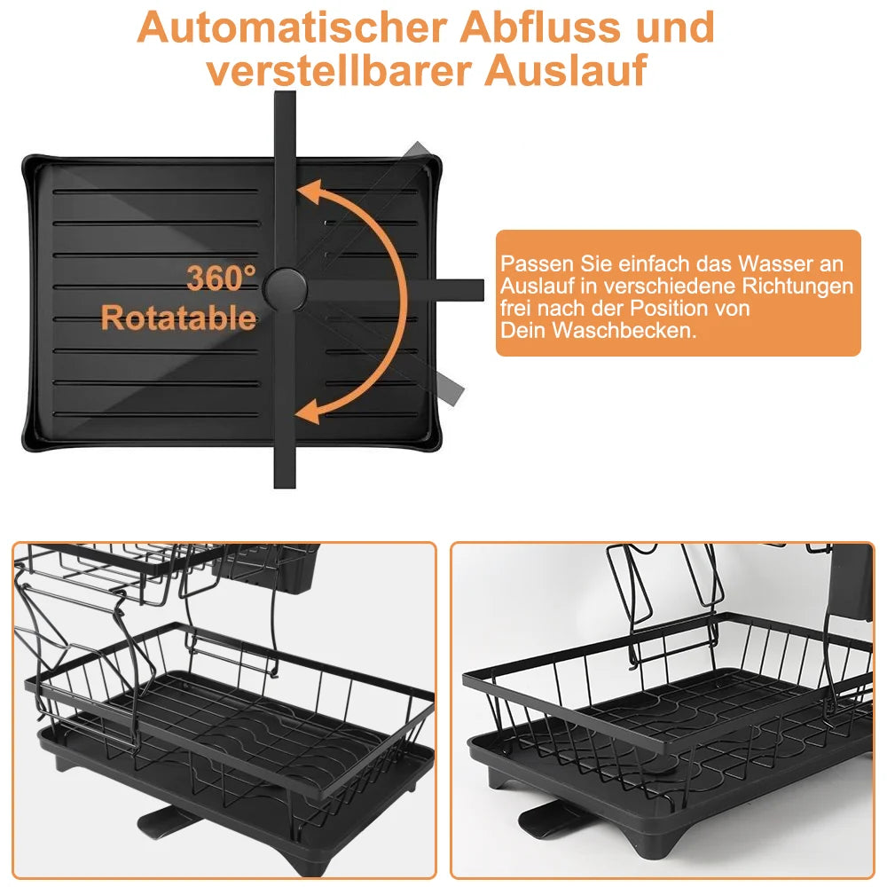 Kitchen Bowl Dish Organizer  Stainless Steel Dish Holder Adjustable Dish Drying Rack & Drainboard Organizer for Kitchen Plates