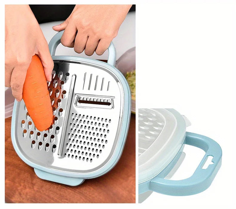 1pc Cheese Grater with Container and Lid & Peeler Set - Vegetable Fruit Multi-Function Kitchen Utensil Kit with Food Storage