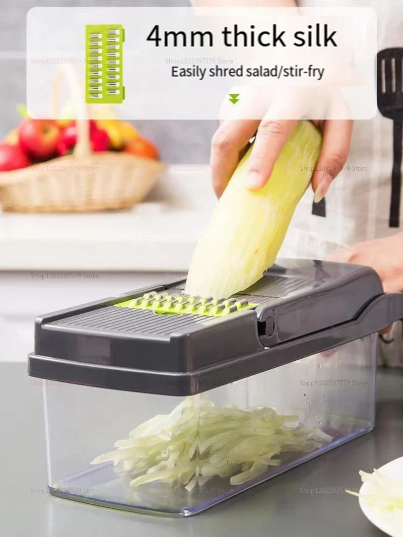 14/16 in1 Portable Vegetable Cutter Shredder Multifunctional Slicer Chopper Carrot Grater Reusable Fruit Veggie Cutting Tool