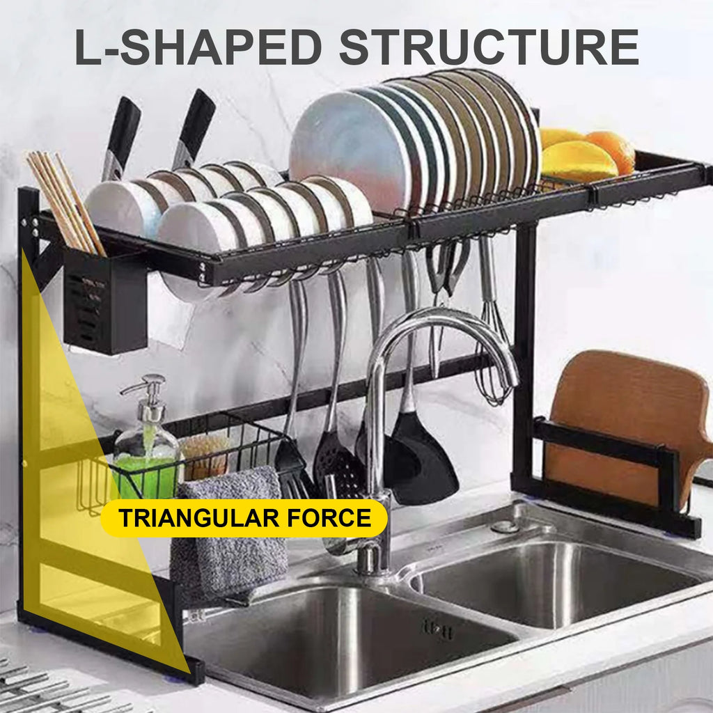 Dish Drying Rack Over the Sink 85CM Large Dish Drainer Shelf For Kitchen Sink Stainless Steel Organizer and Storage Double Sink