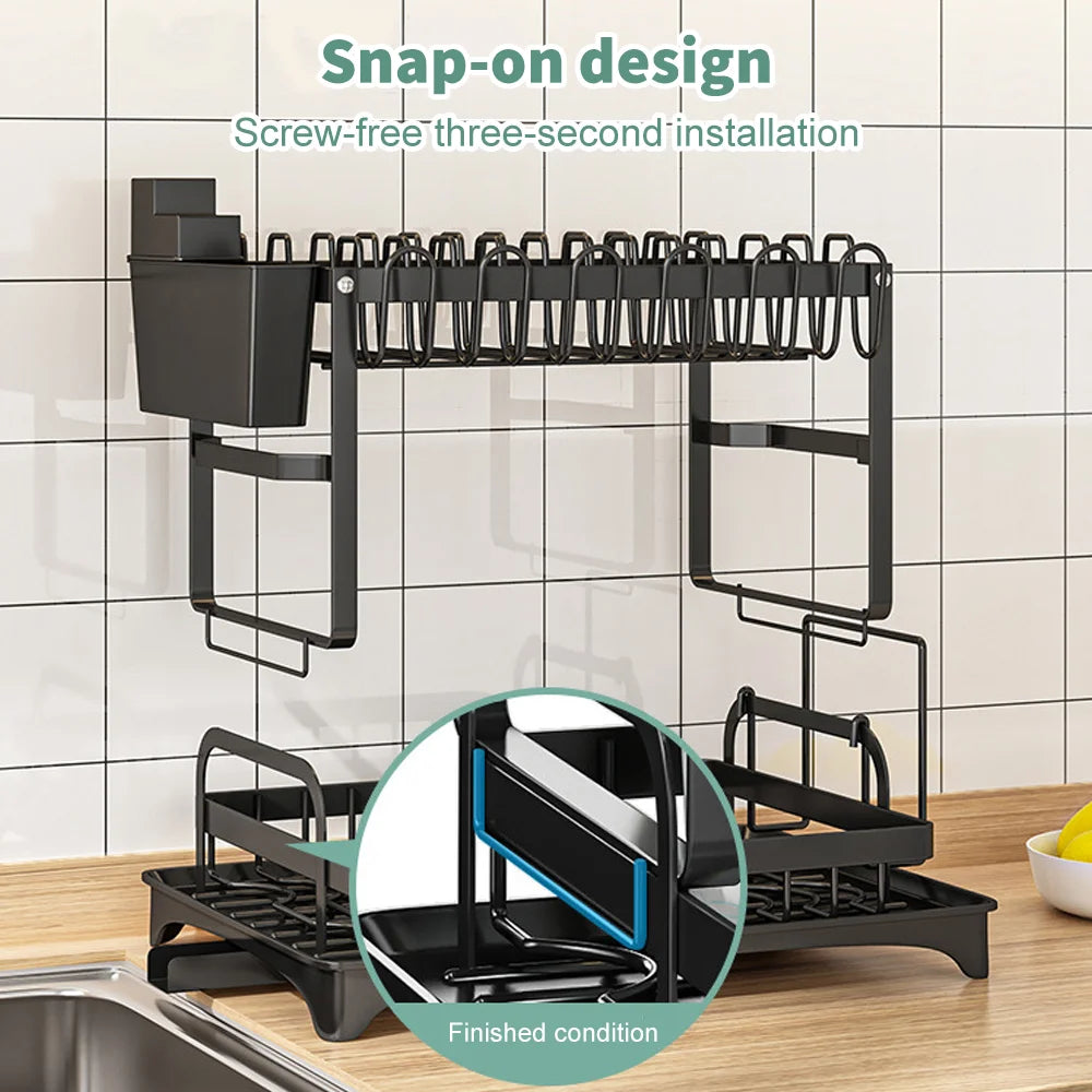 Drainer rack kitchen sink Kitchen Adjustable Plates Organizer Dish Bowl Drainer Storage Rack Cutlery Storage Holder
