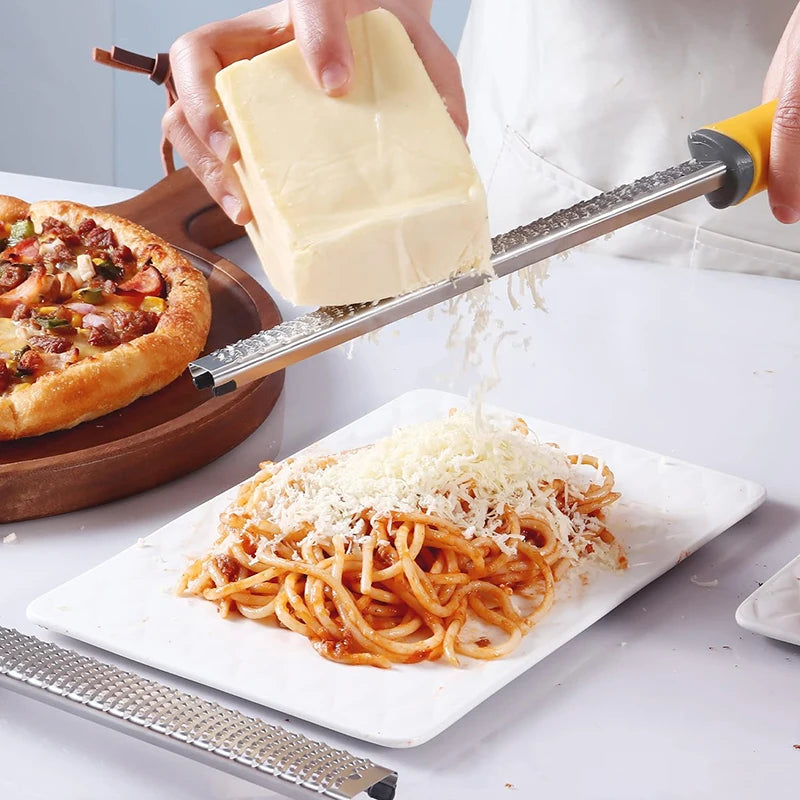 Stainless Steel Cheese Grater Lemon Zester With Cover Cheese Lemon Fruit Chocolate Grater With Nonslip Handle Kitchen Gadget