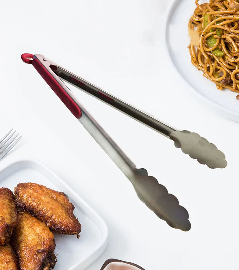 Steel food tongs BBQ grill tools 9 inch 12 inch 14 inch 16 inch factory wholesale stainless steel food tongs