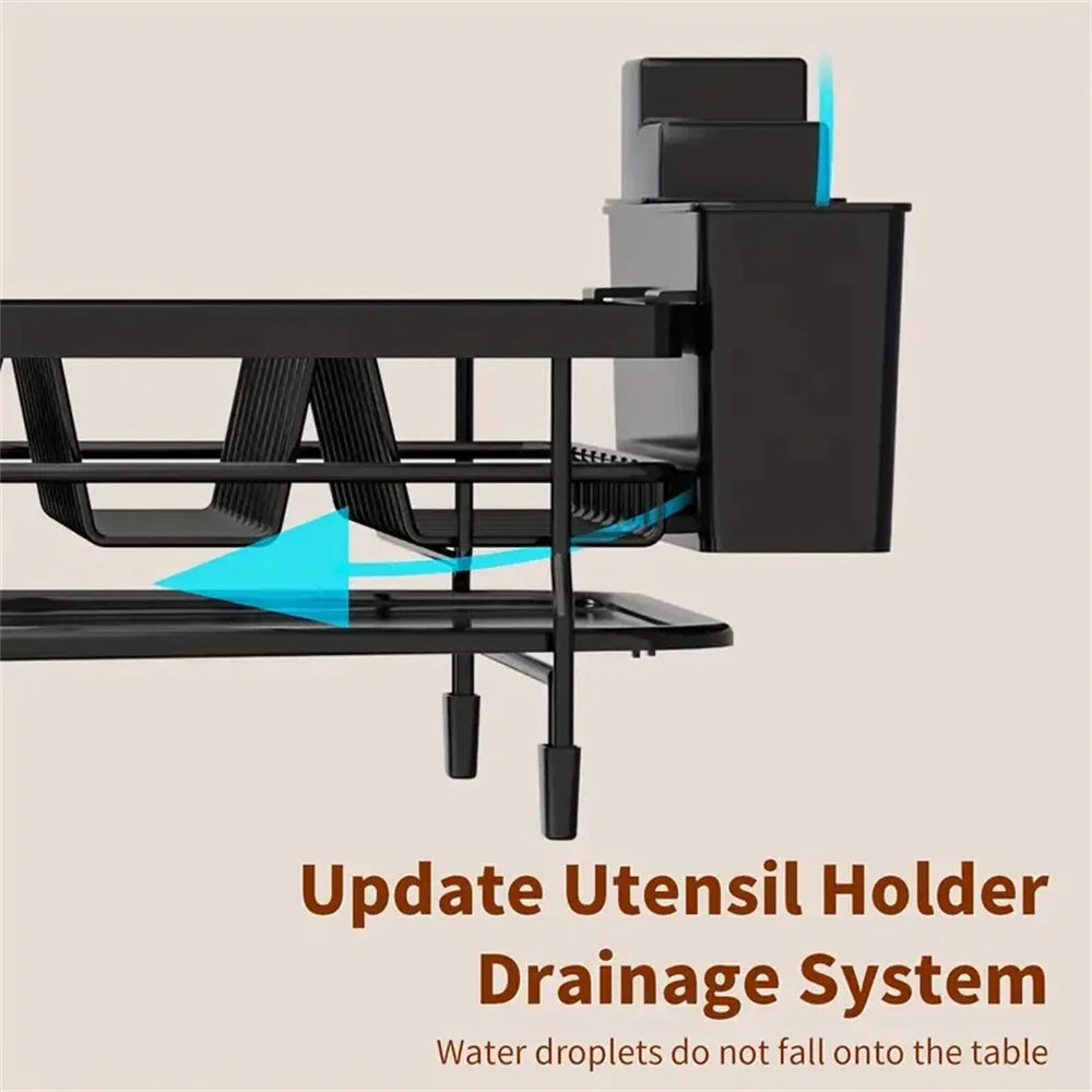 Kitchen Dish Rack Drying Storage with Drain Tableware Storage Rack Drip Tray Cutlery Cup Holder for Kitchen Home
