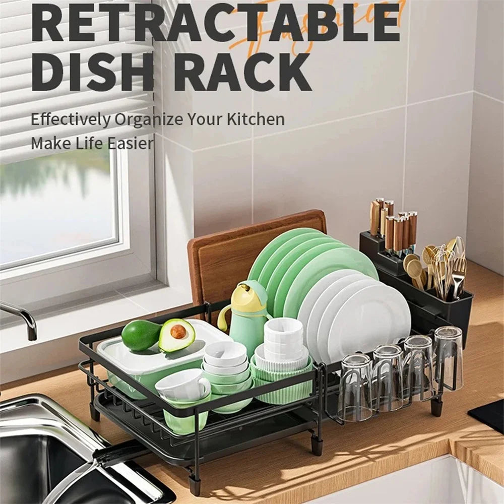 Kitchen Dish Rack Drying Storage with Drain Tableware Storage Rack Drip Tray Cutlery Cup Holder for Kitchen Home