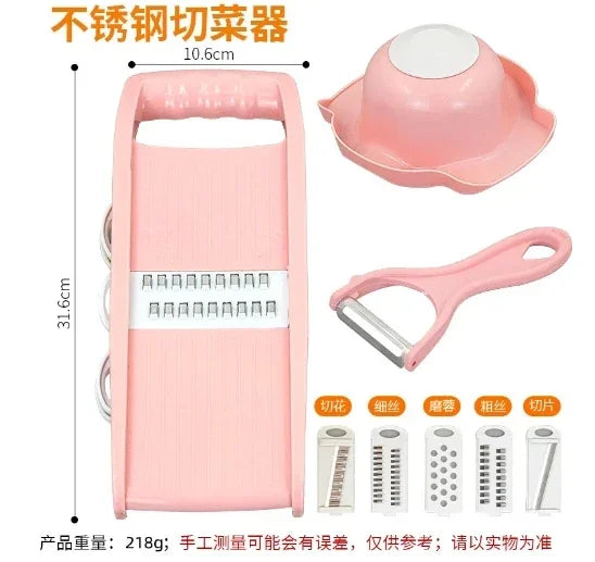 5 in1 Vegetable Fruit Slicer Multifunctional Manual Food Grater Cutter Potato Chopper Kitchen Veggie Dicer Gadgets W/ hand guard