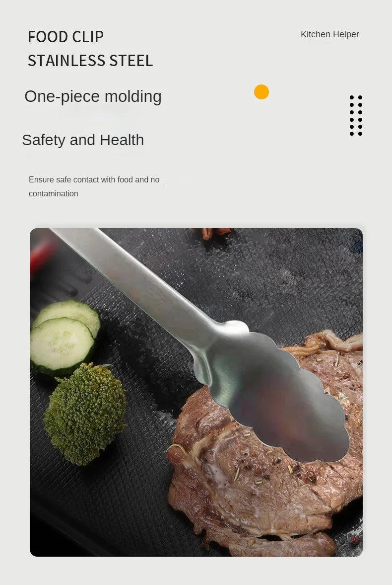 Steel food tongs BBQ grill tools 9 inch 12 inch 14 inch 16 inch factory wholesale stainless steel food tongs