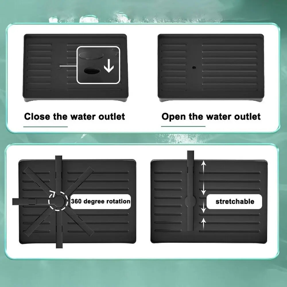 2-Tier Dish Drying Rack with Cutlery Holder, Carbon Steel & Plastic, Easy Install Over Sink Drainer, Sturdy Water Dish Storage