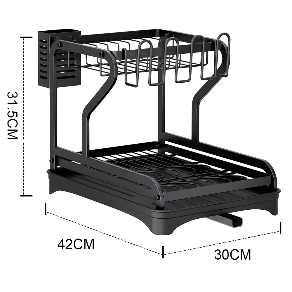 Kitchen Bowl Dish Organizer  Stainless Steel Dish Holder Adjustable Dish Drying Rack & Drainboard Organizer for Kitchen Plates