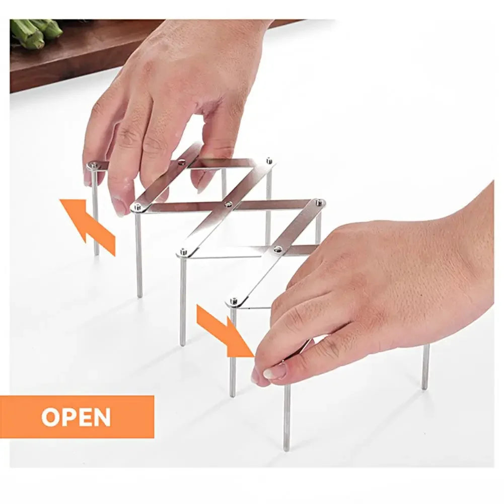 Stainless Steel Pot Lid Holder Retractable Space Saving Multifunctional Dish Plate Bowl Organizer Storage Rack Kitchen Supplies