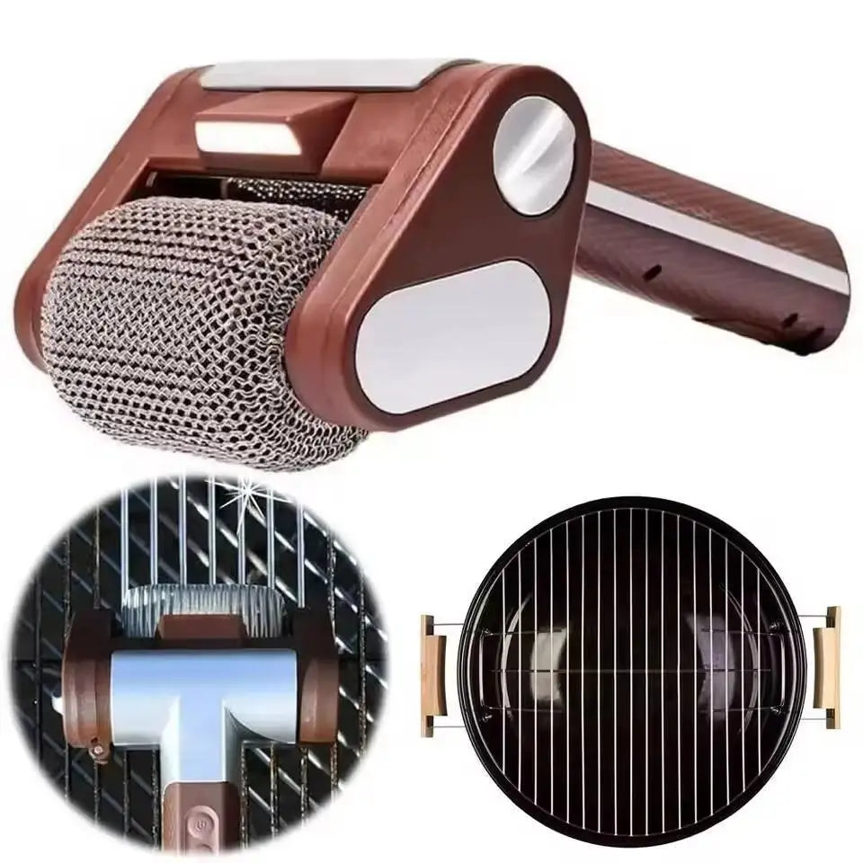 350RPM Electric Roller With Replaceable Brush Head Stainless Steel Grill Rechargeable Barbecue Cleaner Tools