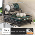 2025 Dish Drying Rack Kitchen Adjustable  Steel 2 Tier Plates Organizer Dish Bowl Drainer Storage Rack Kitchen Utensils