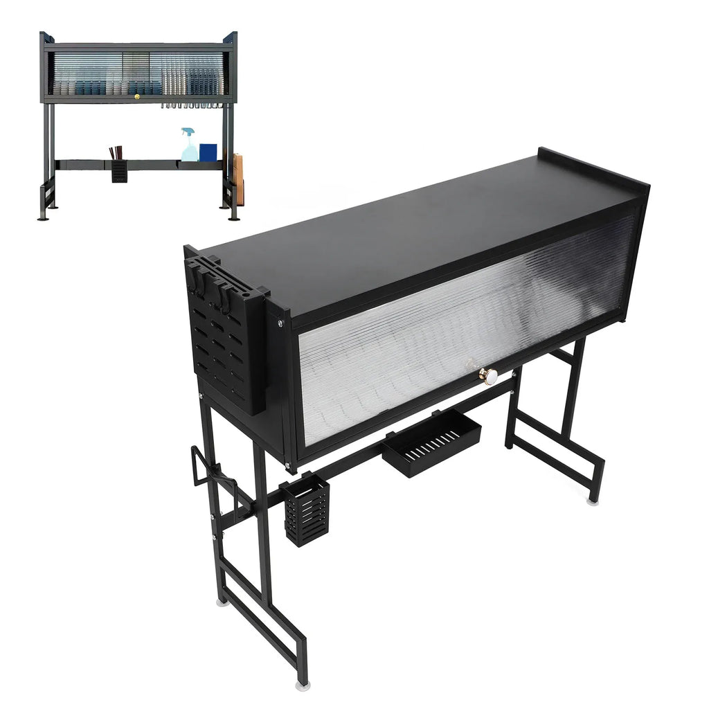 Over Sink Dish Drying Rack Carbon Steel Space Saving 2 Tier Above Kitchen Sink Dish Drying Drainer Rack with Cover for Kitchen