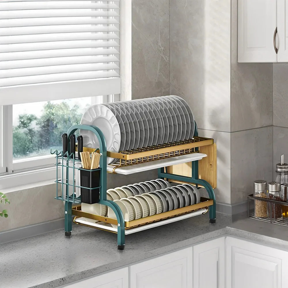 Voltsify 2-Tier Carbon Steel Dish Rack for Kitchen Home Storage Organization