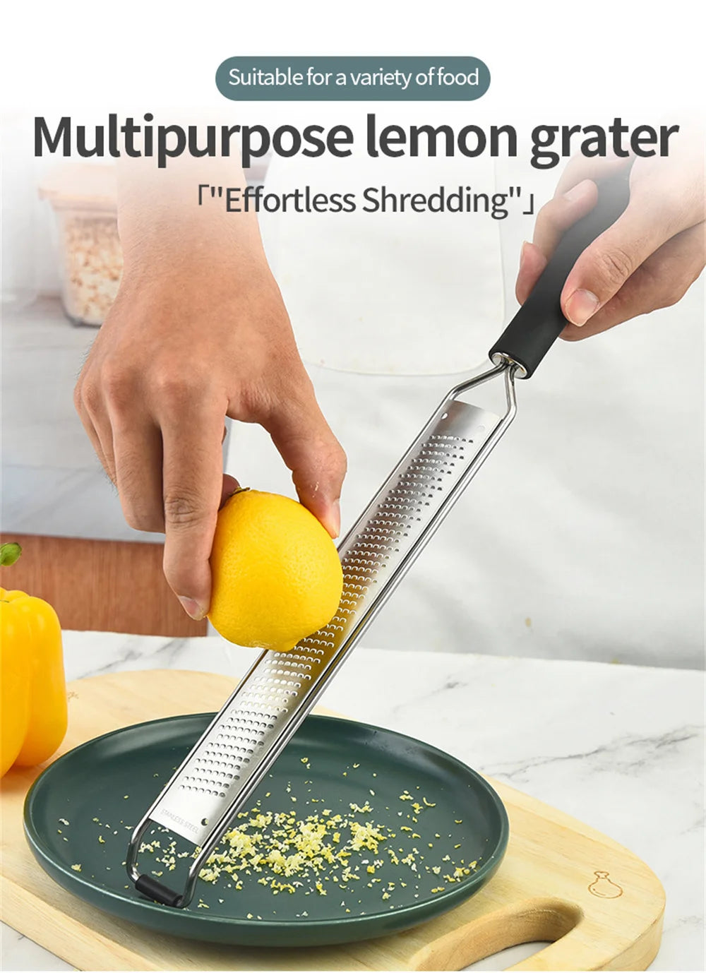 1pc Stainless Steel Wire Grater Plastic Anti Slip Handle Cheese Grater Garlic Fruit Grater Chocolate Lemon Grater Kitchen Gadget