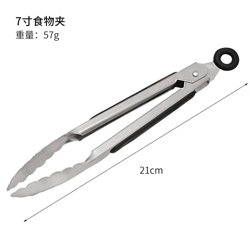 Steel food tongs BBQ grill tools 9 inch 12 inch 14 inch 16 inch factory wholesale stainless steel food tongs