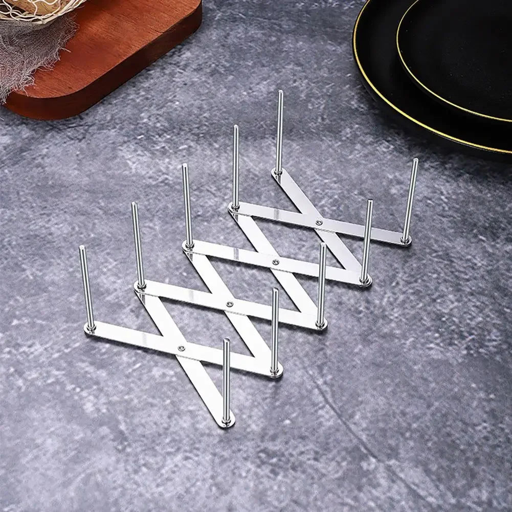 Stainless Steel Pot Lid Holder Retractable Space Saving Multifunctional Dish Plate Bowl Organizer Storage Rack Kitchen Supplies