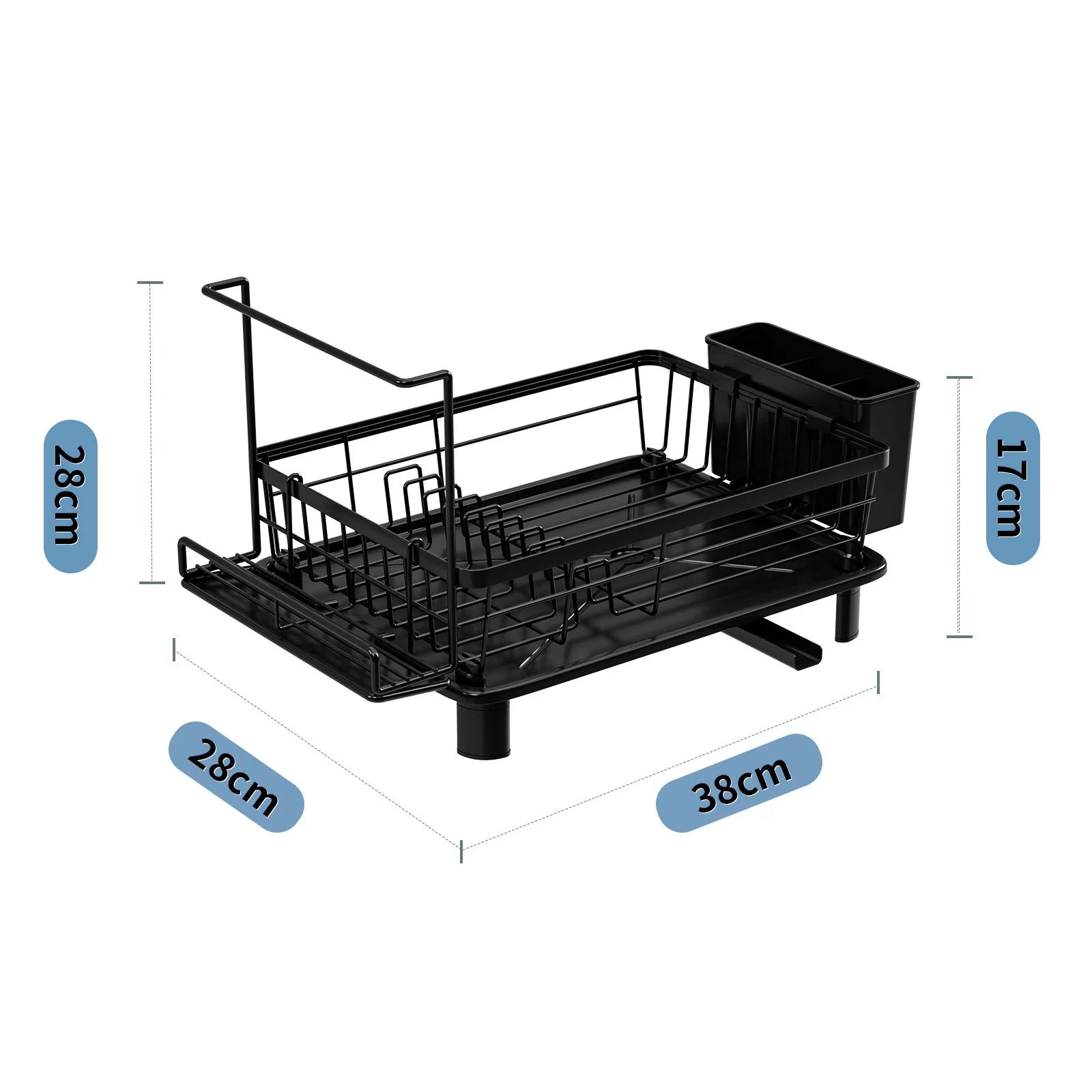 dish draining rack,Cutlery rack with drain tray and drip line,cup holder,cutlery holder,Kitchen countertop storage rack