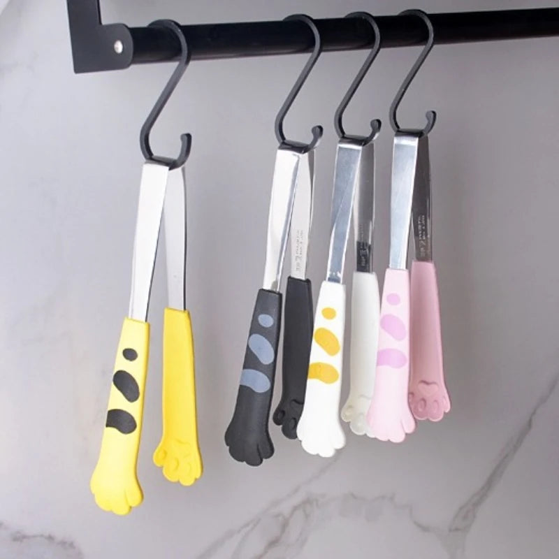 Sandwich grill clip Non dirty hand food baking clip Stainless steel salad bread barbecue clamp Cute cartoon cat paw dinner tongs